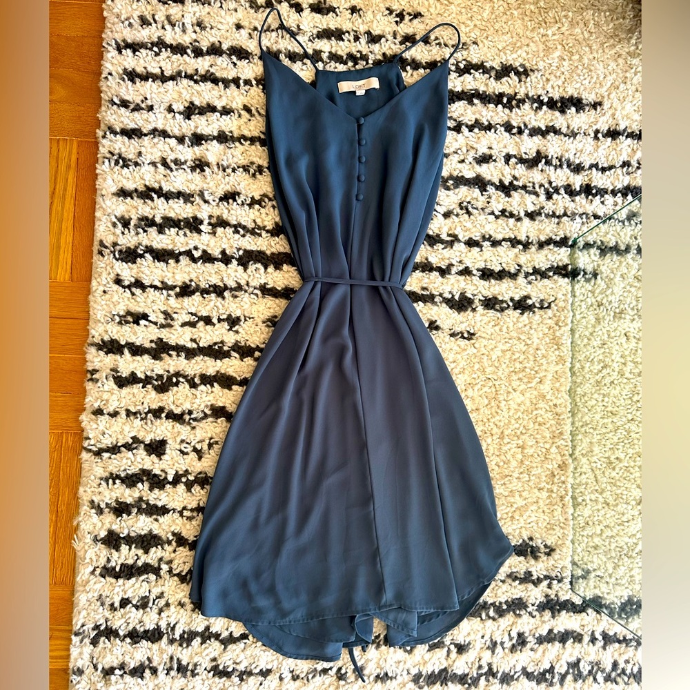 LOFT Blue Grey Midi Dress (size M)